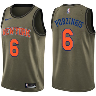 Nike New York Knicks #6 Kristaps Porzingis Green Salute to Service Youth NBA Swingman Jersey